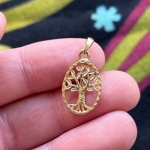 VTG Cottagecore Tree of Life Gold Plated 925 Sterling Silver Pendant